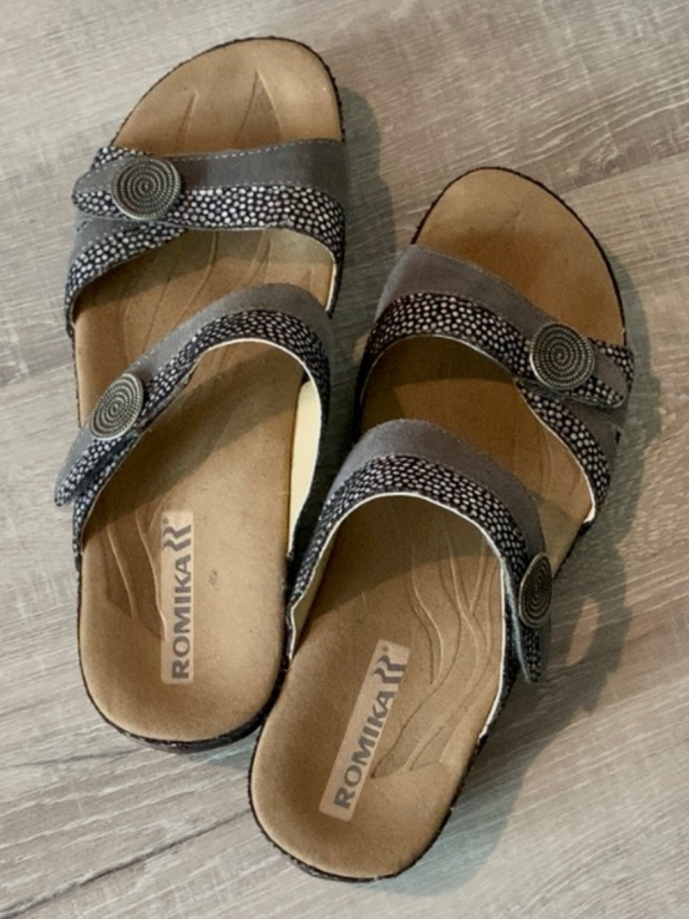 Romika Fidschi 22 Leather Sandals Slip-On Shoes Adjustable Straps 41 US 10 10.5